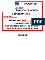 Sepcoiii-08 Subcontractor Company: Plate No:: Fire Freeze/ 2071 URA