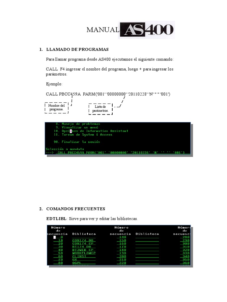 Manual de Comandos y Errores AS400 | PDF | Compilador | Tabla (base de ...