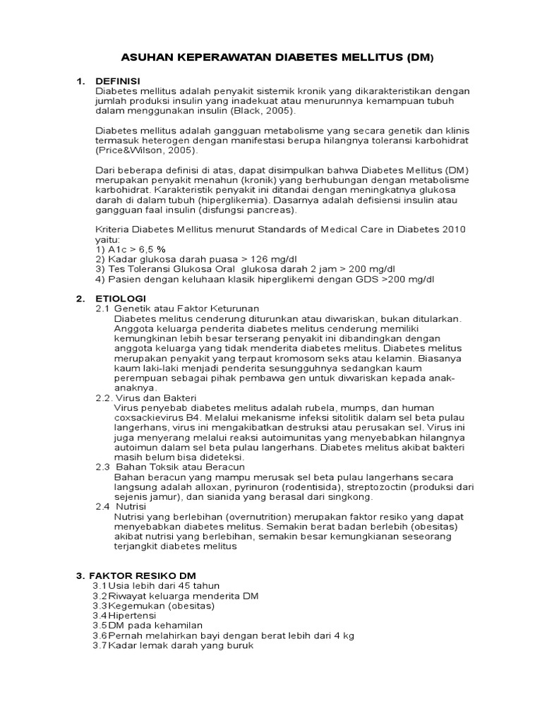 Asuhan Keperawatan Diabetes Mellitus