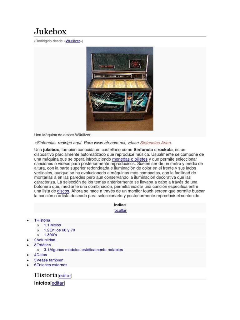 Qué es una Jukebox: Definición y Evolución | PDF | Science | Electrónica