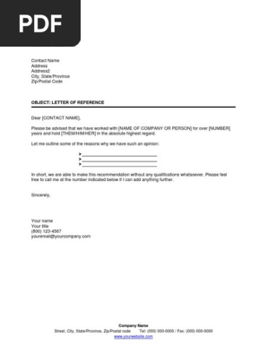 Letter of Reference