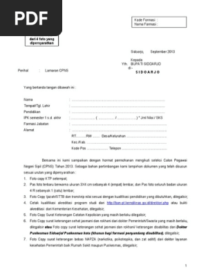 Contoh Surat Formulir