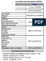 Calendario de Inscripcion en Canoabo - 2016 - 1