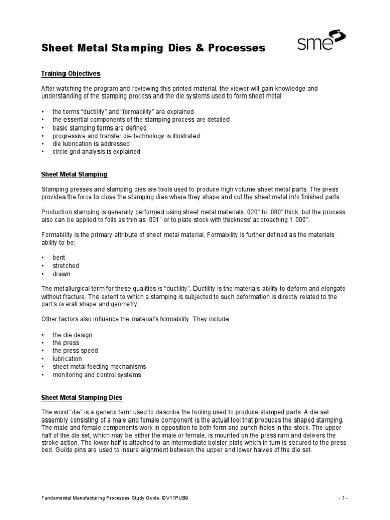 An InDepth Look at Sheet Metal Stamping Dies, Processes, and Analysis