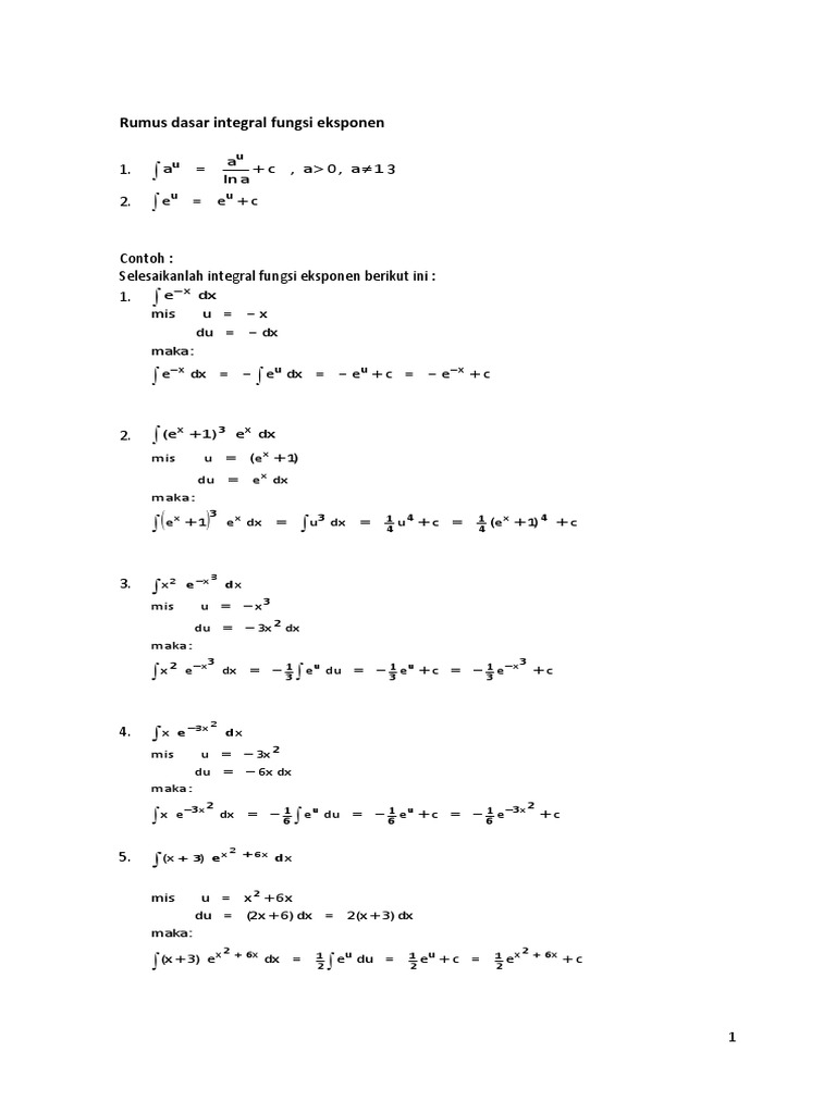 Integral E Pangkat X Kuadrat Lektur