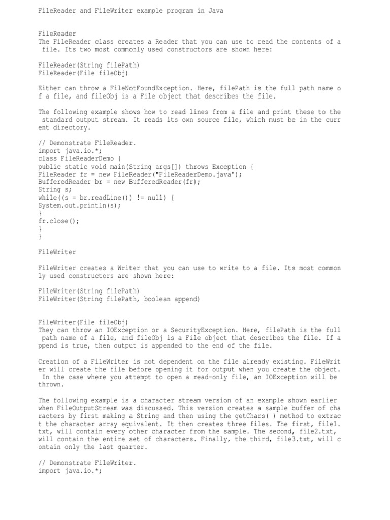 J2ME - FileReader and FileWriter Example Program in Java | Download ...