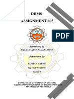 Dbms Assignment #05: Engr. Sumayya Salahuddin