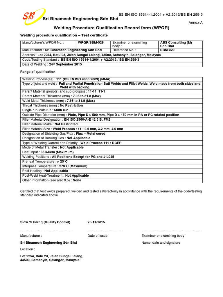WPQRSBM029 Welding Pipe (Fluid Conveyance)