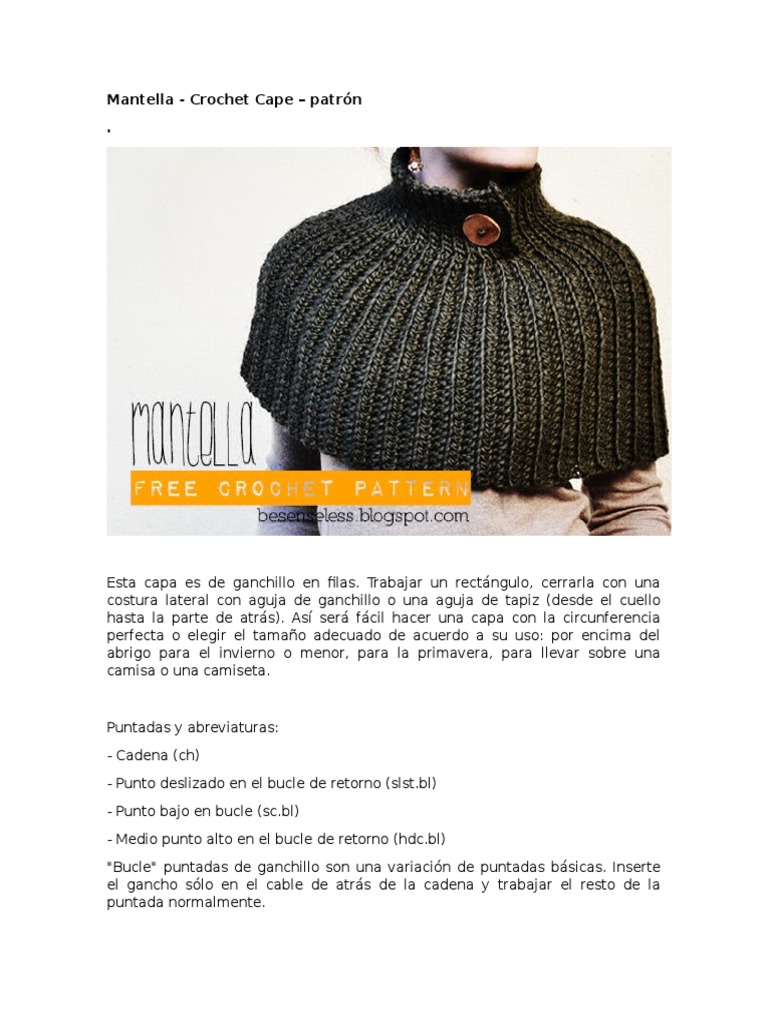 Capa Crochet: Patrón Fácil y Versátil | PDF, image size:768x1024