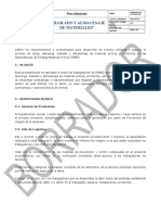 Procedimiento de Trabajo para Carga Traslado y Almacenaje de Mat. Primas, Productos 310514