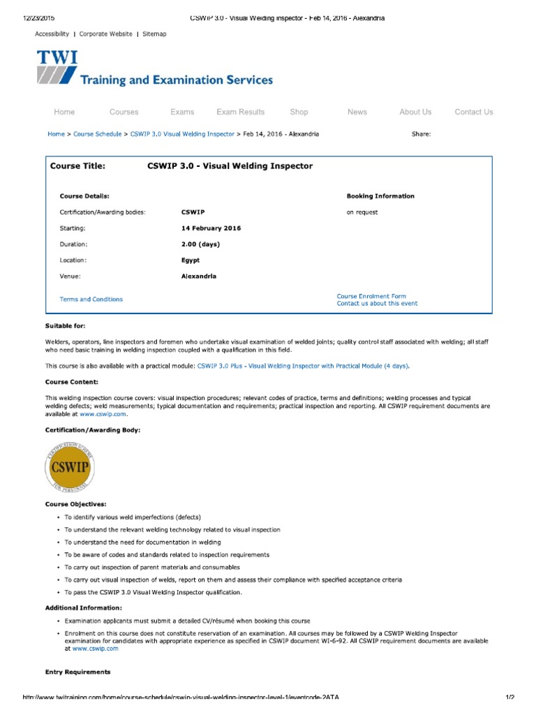 Cswip 3 0 Visual Welding Inspector