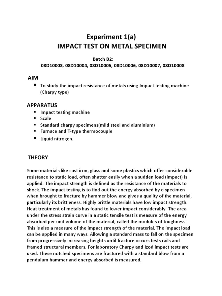 Charpy Impact Test | PDF | Fracture | Strength Of Materials