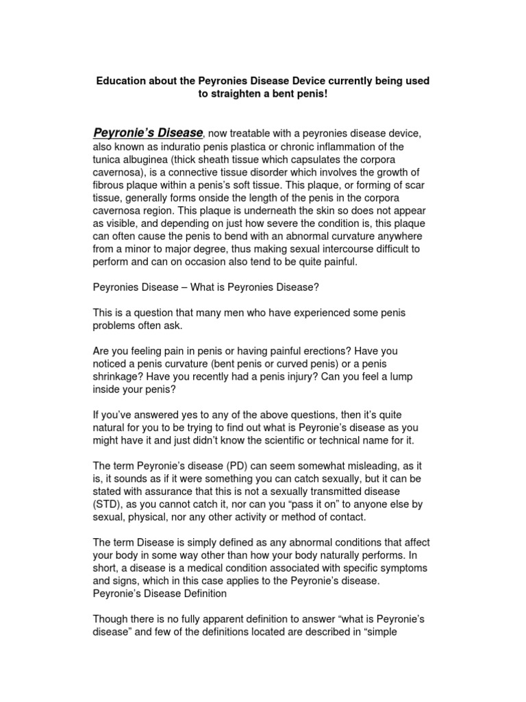 Peyronies Disease Device Made To Straighten Penis Curve | PDF | Medical ...