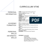 Curriculum Vitae: Personal Information