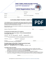 Elite Program Registration Form 2016