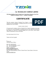 Certificate: Tzone Digital Technology Company Limited