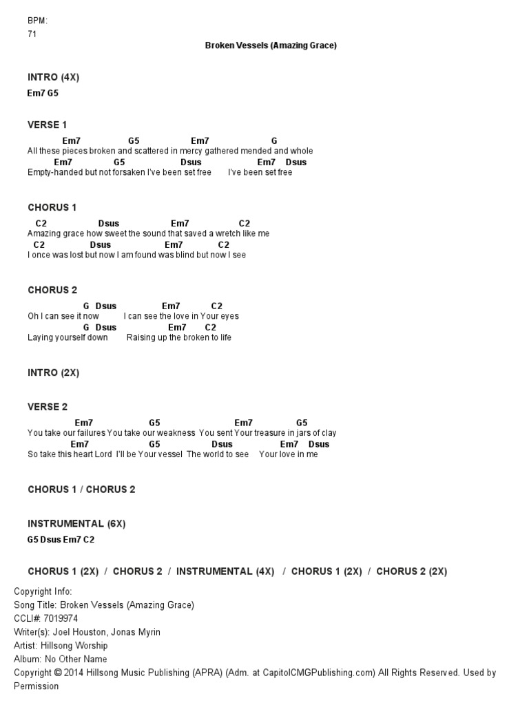 Chord Broken Vessels Pdf Pdf Song Structure Vocal Music