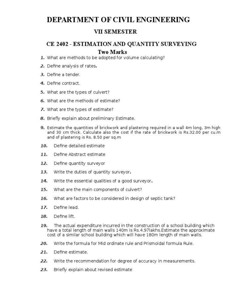Estimation and Quantity Surveying Guide | PDF | Surveying | Interest
