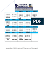 Universidad Santa María Facultad de Ingeniería Núcleo Oriente Calendario Académico ABRIL-AGOSTO 2015-II