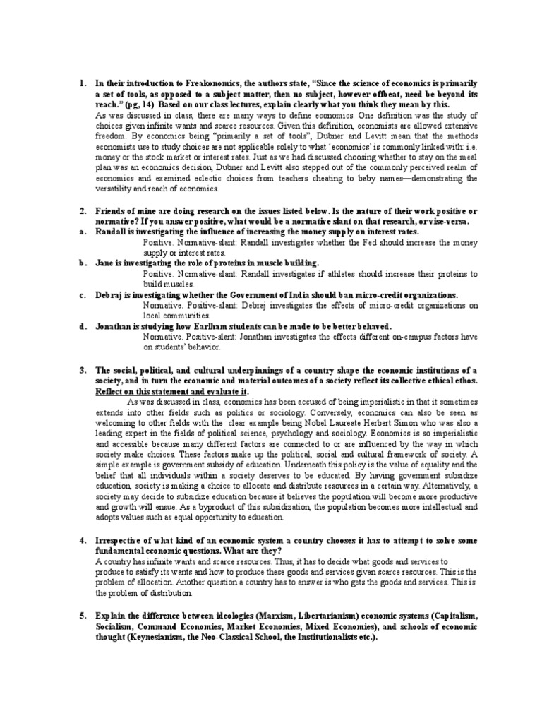 Problem Set 1 Economics | PDF | Economic System | Economics