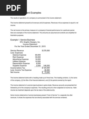 3  income statement examples