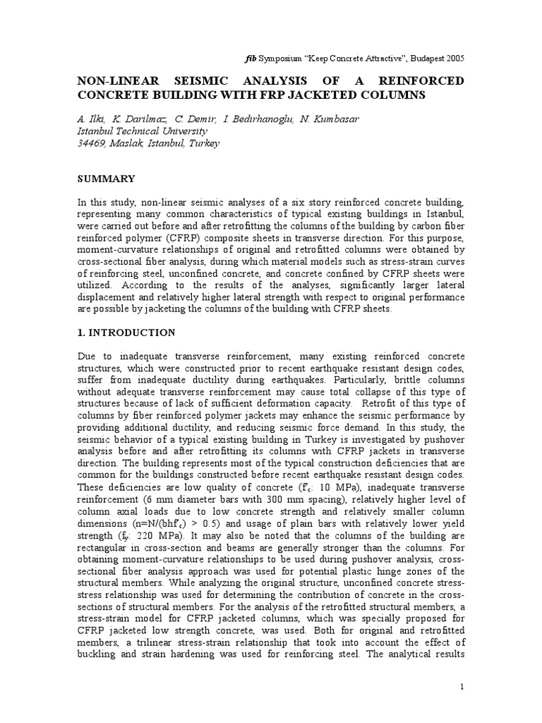 Non-Linear Seismic Analysis of A Reinforced Concrete Building With FRP ...