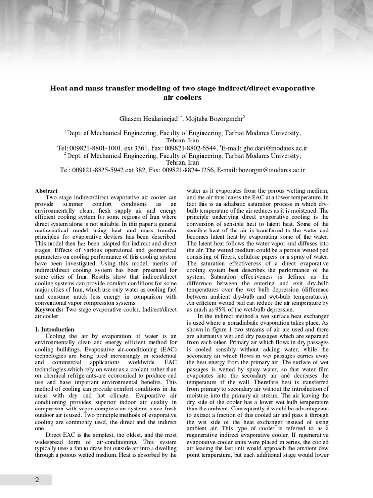 Heat Mass Transfer Journal PDF Air Conditioning Heat Exchanger