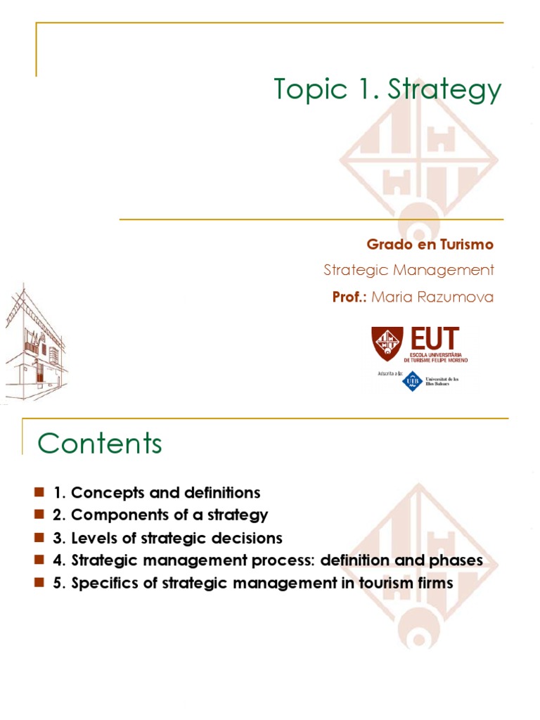 Topic 1 Strategy Pdf Strategic Management Tourism