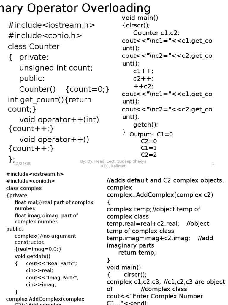 Operator Overloading | PDF | Object Oriented Programming | Computer ...