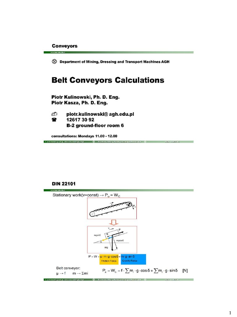 Belt Conveyors Calculations DIN22101 PDF