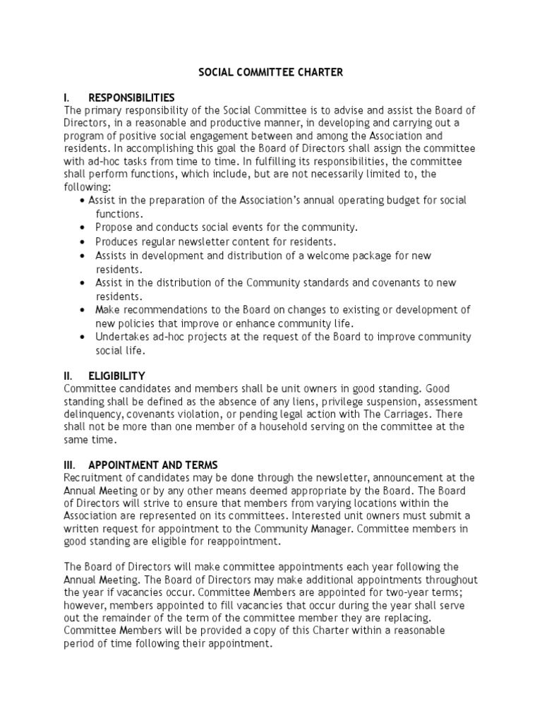 24+ Hoa Committee Charter Template