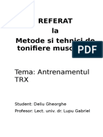 Referat La Metode Si Tehnici de Tonifiere Musculara: Tema: Antrenamentul TRX