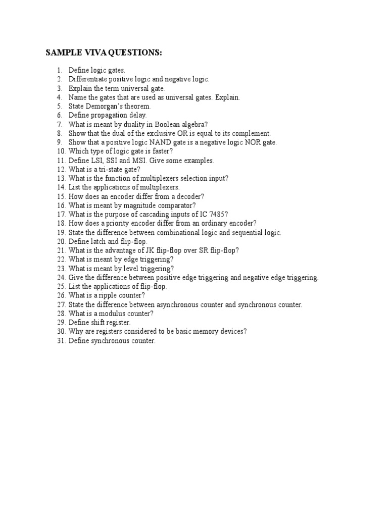 Sample Viva Questions | PDF | Computers