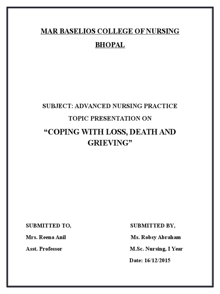Coping with Loss and Grief in Nursing | PDF | Grief | Anger