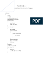 Practical: - 4: Aim: Write A Program To Implement Selection Sort in C Language