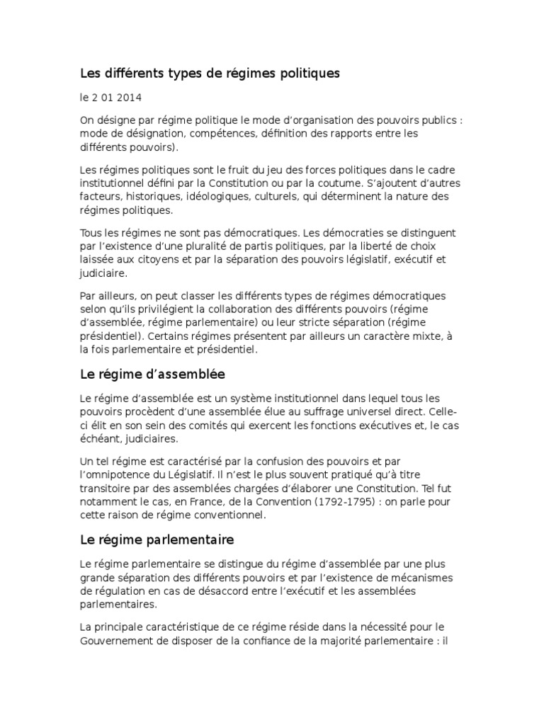 types-de-r-gimes-politiques-expliqu-s-pdf-syst-me-parlementaire