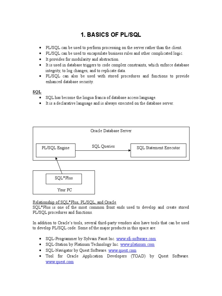 Basics of PL-SQL | Download Free PDF | Pl/Sql | Sql