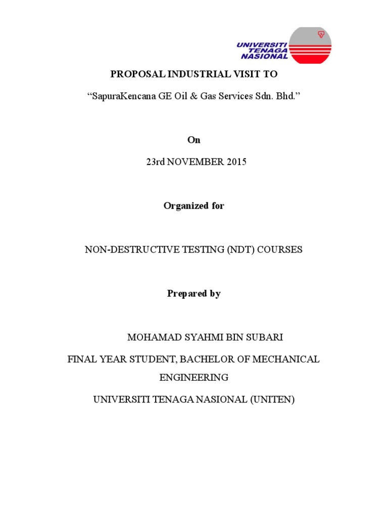 NDT Course Industrial Visit Proposal | PDF