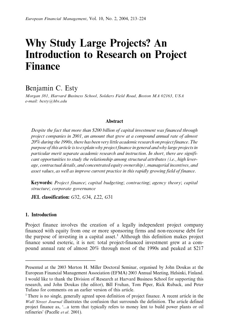 Importance of Project Finance Research | PDF | Capital Structure | Risk