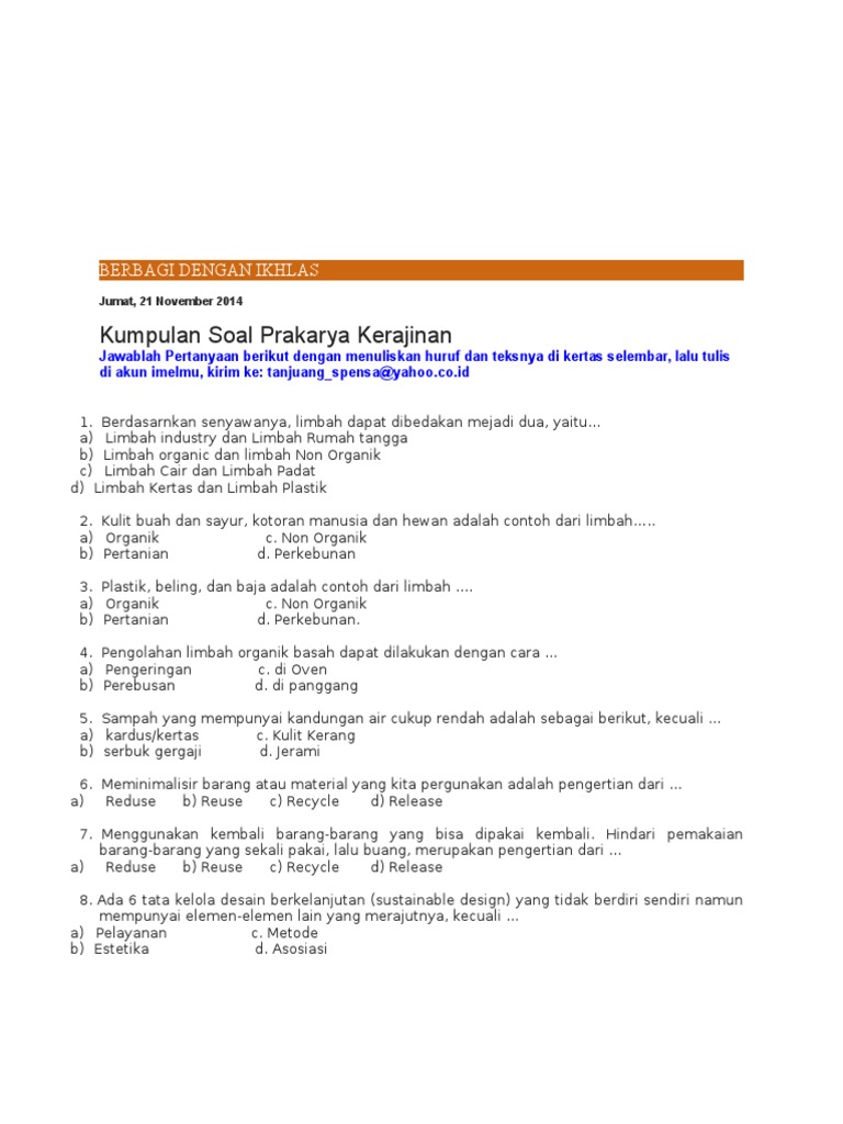  Soal Kerajinan Limbah Organik  2