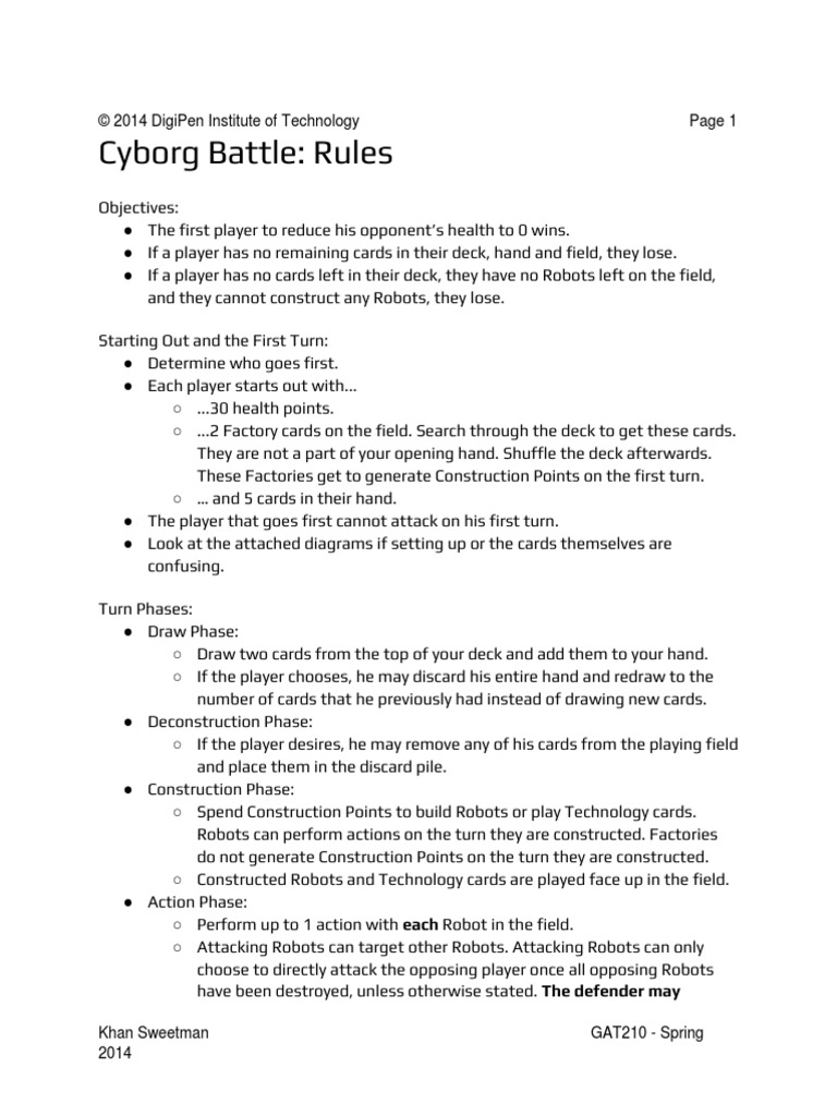 Cyborg Battle Game Rules Guide | PDF | Gaming Devices | Robot