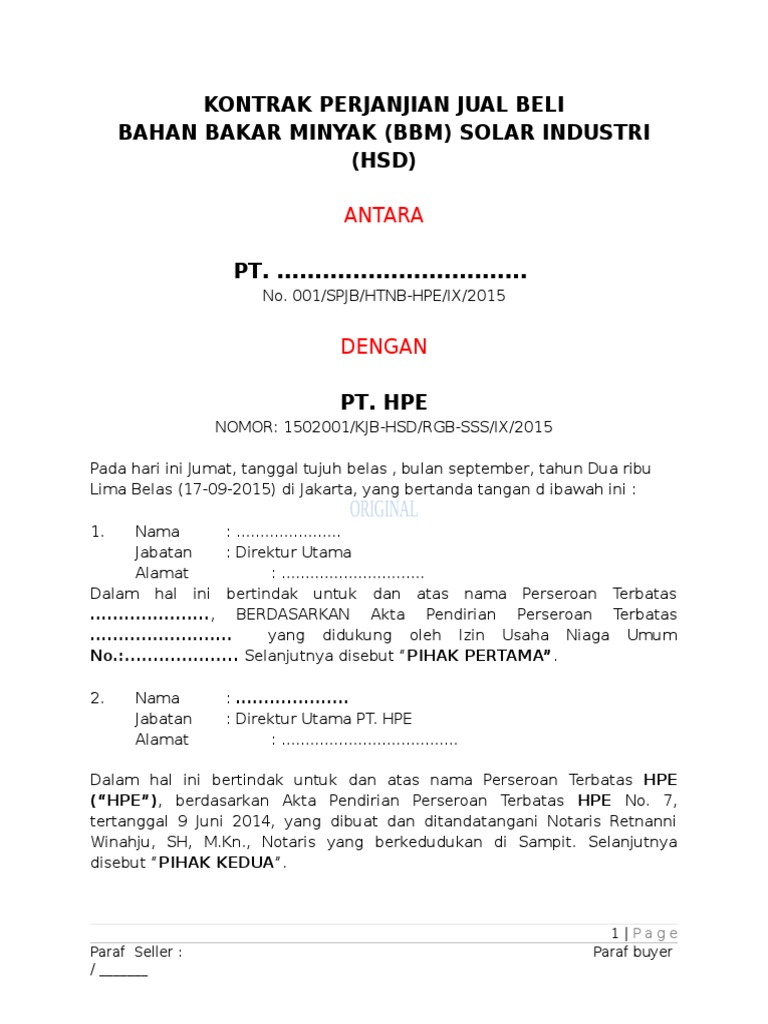 Contoh Surat Perjanjian Jual Beli Kapal Kumpulan Surat Penting