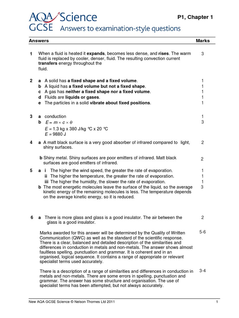 Core Physics Mark Scheme AQA Textbook PDF Waves Evaporation