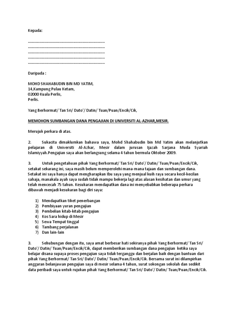 Surat Minta Bantuan Pdf