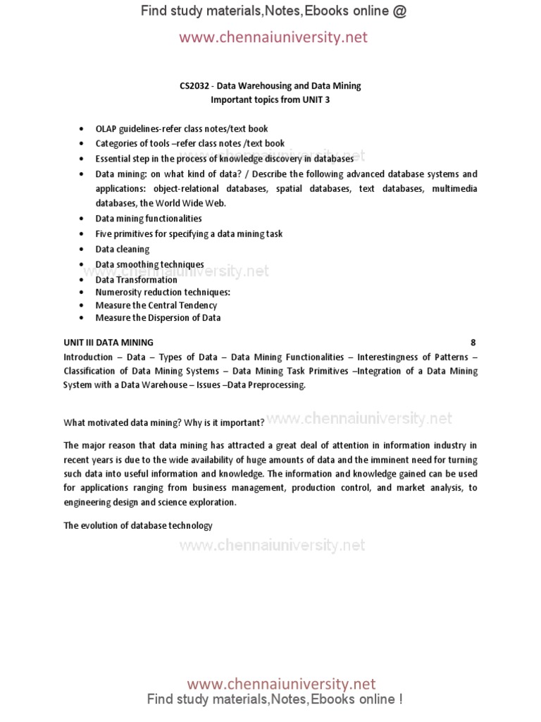 Cs2032 data warehousing and data mining notes unit iii pdf www 