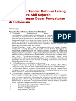 Pengertian Tender Definisi Lelang Menurt para Ahli Sejarah Perkembangan Dasar Pengaturan Di Indonesia