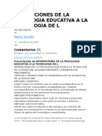 Aportaciones de La Psicologia Educativa A La Tecnologia de L