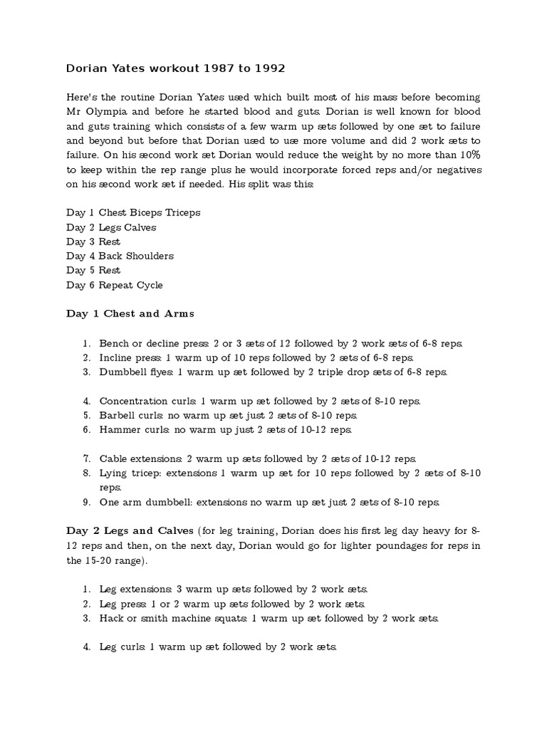 63  Dorian yates workout routine pdf 