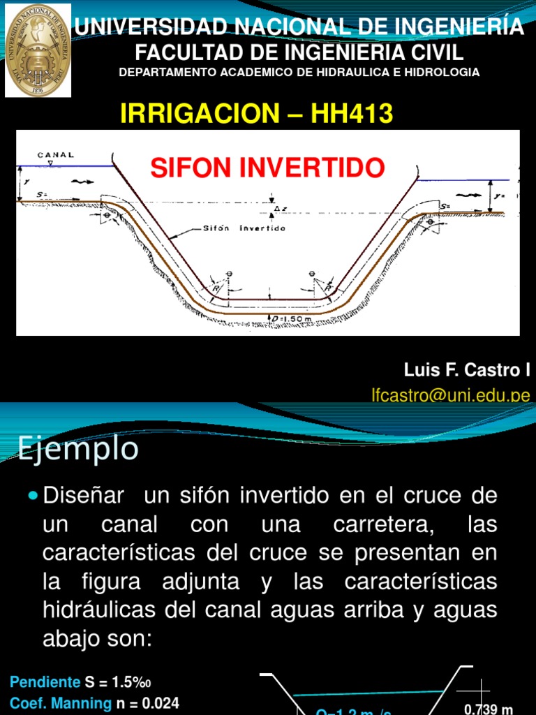 Ejemplo de Sifon Invertido Irrigacion | PDF | Líquidos | Gases