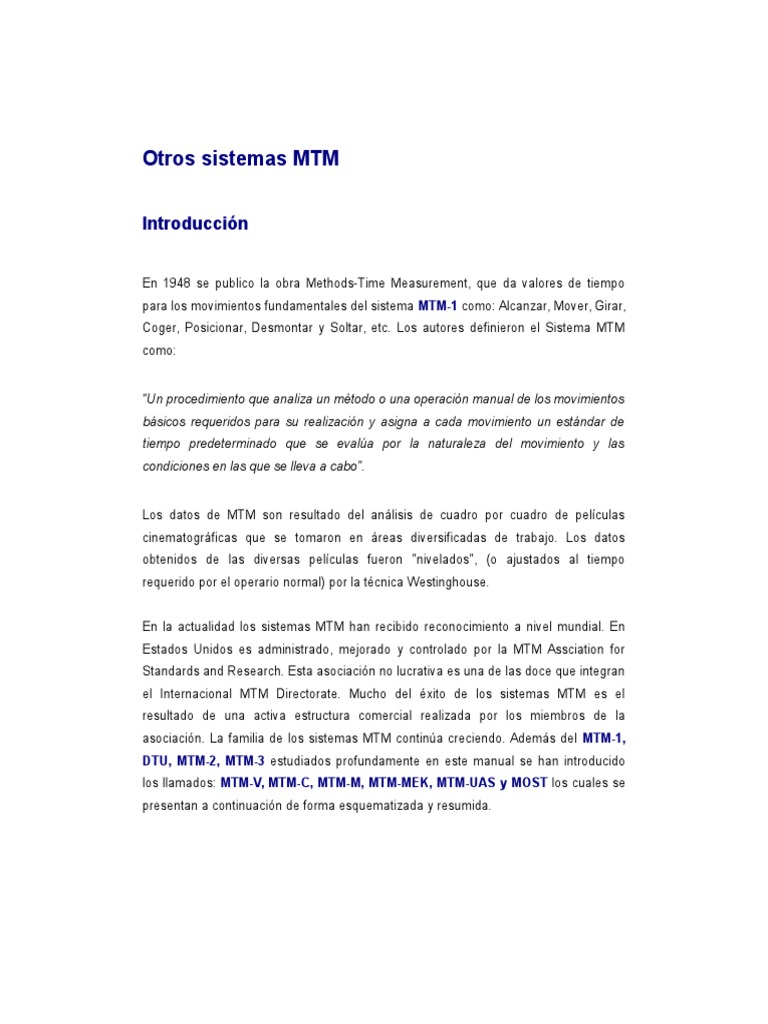 Otros Sistemas MTM | PDF | Movimiento (física) | Herramientas